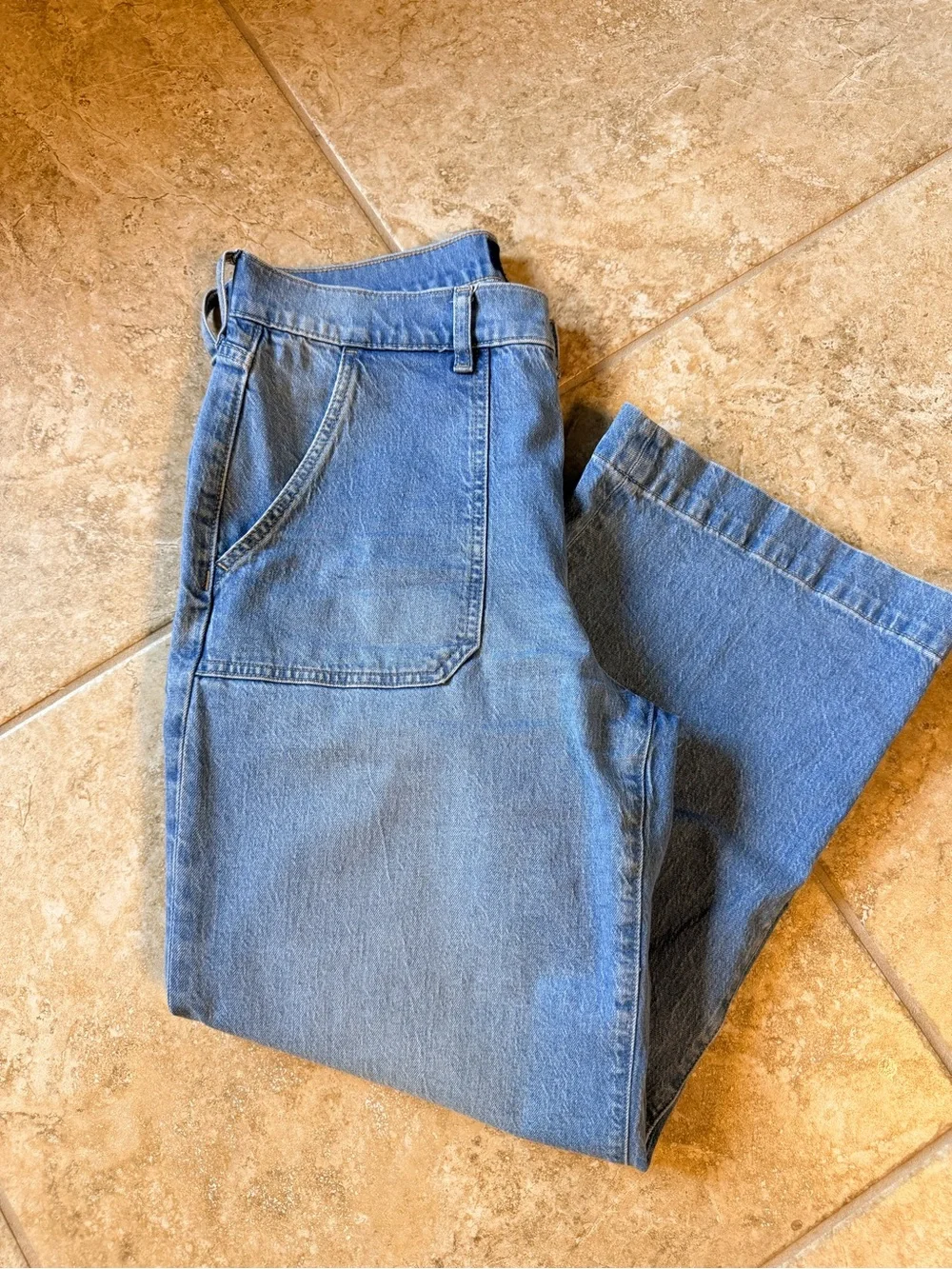 J. Crew Light Blue High-Rise Wide-Leg Jeans with Front Patch Pockets